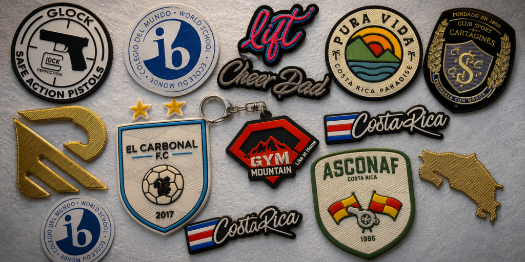 Colección de parches textiles personalizados de PVC y bordados sobre fieltro